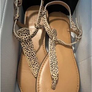 Jcrew Calf-hair T-strap sandals